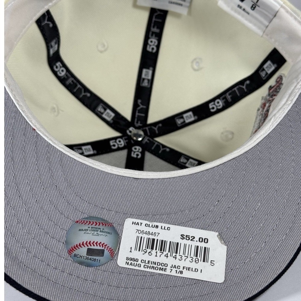 New Era 59FIFTY Cleveland Indians Jacobs Field 1994 Hat 7 1/8 Chrome Navy - Picture 9 of 9
